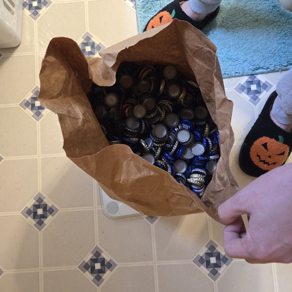 16.6 Pounds Bag of Mixed Metal Bottle Caps - Blue, Silver, Black, etc